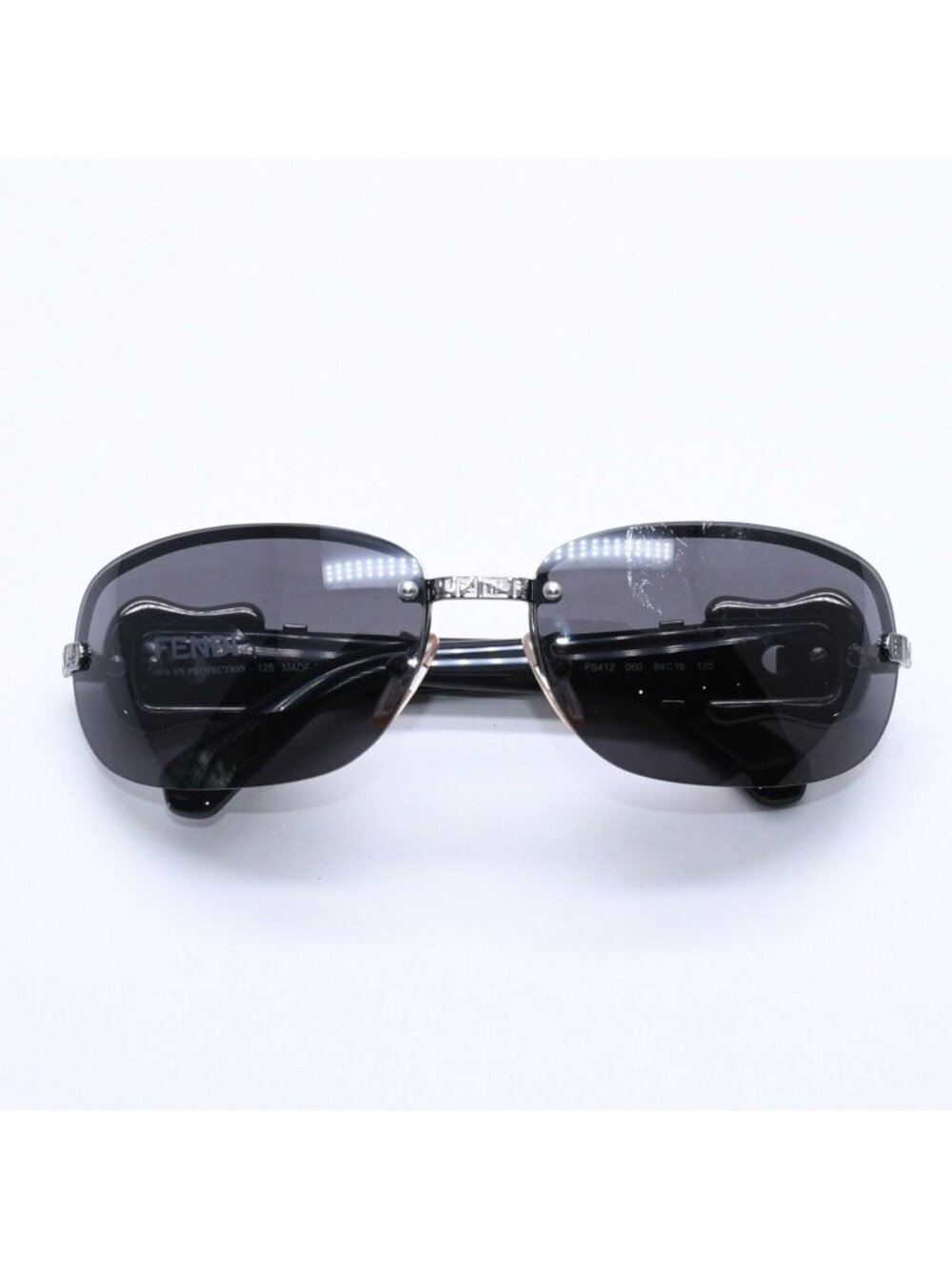 Fendi Half Rim Sunglasses Eyewear 060 Belt Temple Black